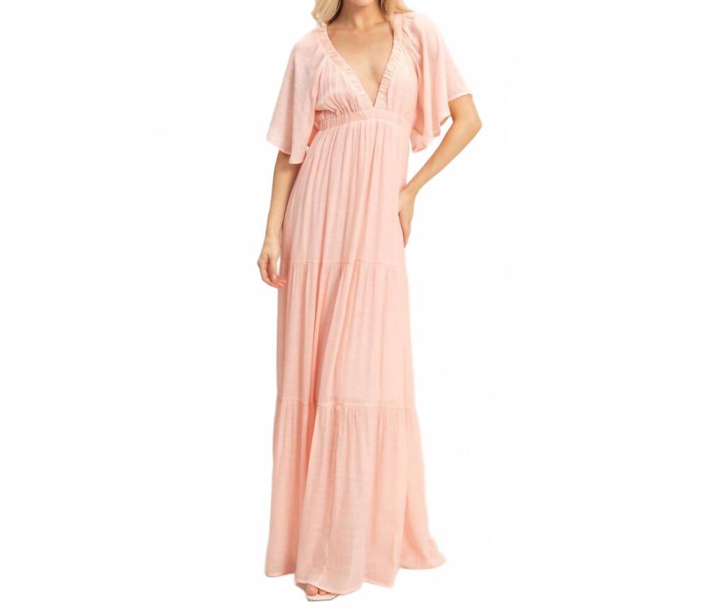 NEW HYFVE flutter sleeve maxi dress in baby pink